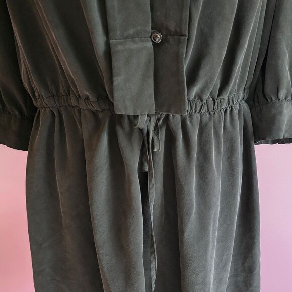 See by Chloe Silk black 3/4 sleeves dress with pockets drawstrings Sz 4 - Picture 6 of 9